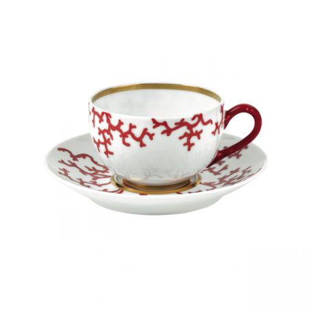 Tasse et soucoupe à thé Cristobal corail