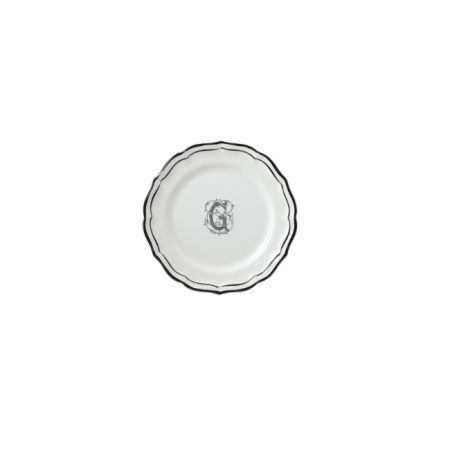 Assiette canapé Monogramme filet noir