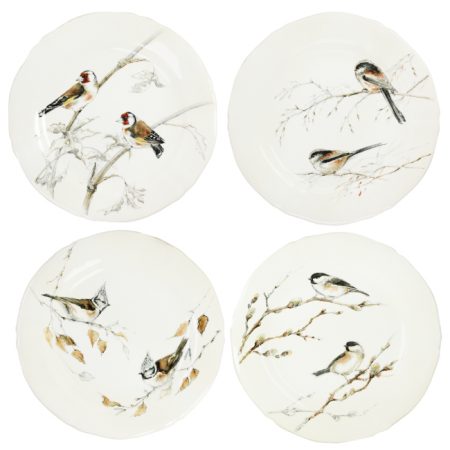 Coffret 4 assiettes dessert Oiseaux de la Forêt