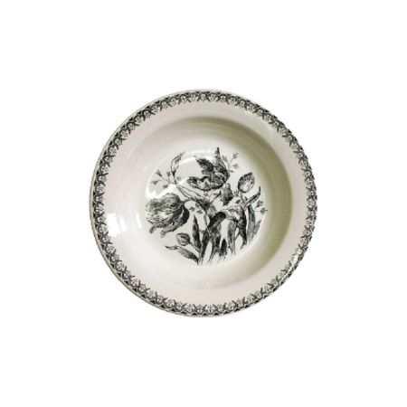 Coffret 4 assiettes creuses Tulipes noires