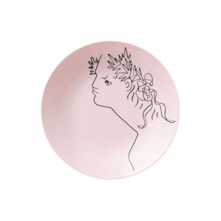 Assiette plate Jean Cocteau rose